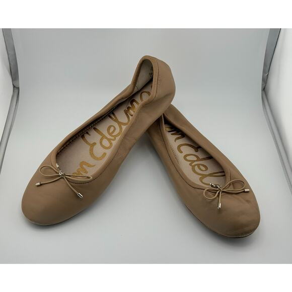 EUC Sam Edelman Felicia Round Toe Slip‎ On Leather Tan Ballet Flats - Picture 7 of 16